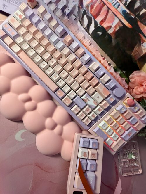 Purple Lavender and Peach Aluminum Base Custom Artisan Apricot Keycaps - Image 7