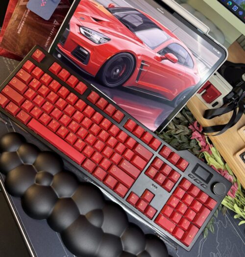 Red and Black Base Custom Mechanical Keyboard Artisan Caps