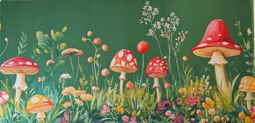 DeskMat - Green Mushrooms 16x31