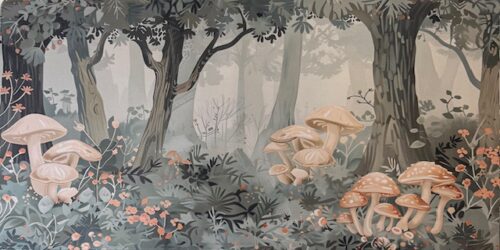 DeskMat - Lt Green Grays Mushrooms 16x31