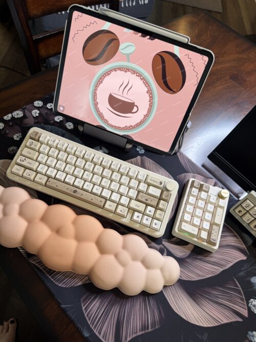 Cream Base Tan Coffee Bean Design with Flowers Artisan Modified 68 - Wireless - Image 8