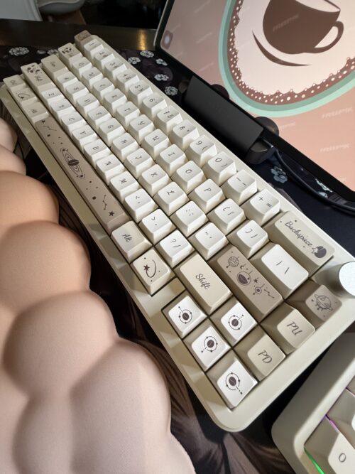 Cream Base Tan Coffee Bean Design with Flowers Artisan Modified 68 - Wireless