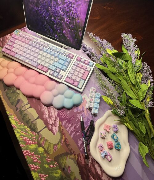 Violet-Butterfly Artisan Themed Lavender/Pink Custom Modified Mechanical 75% Wireless