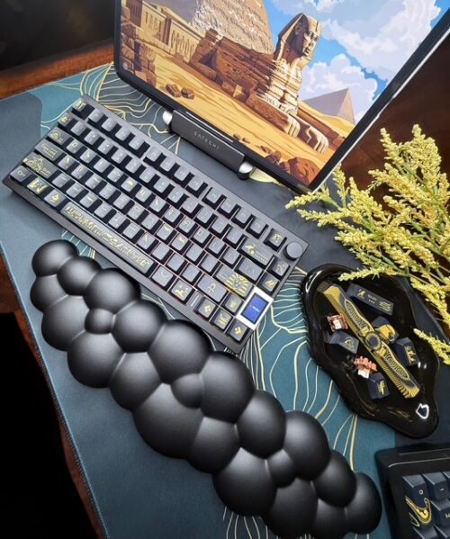 Black Egyptian Pharaoh Theme Custom Modified Artisan Keyboard Wireless-75%