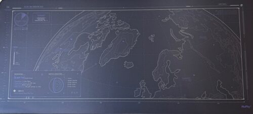 DeskMat - Black World Map 16x35 Thick Great Quality!