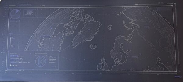 DeskMat - Black World Map 16x35 Thick Great Quality!
