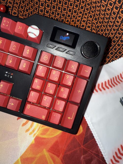 Custom Modified Black-Red Baseball Themed Mechanical Keyboard Artisan Keycaps Wireless with Mini Screen for Photos/GIFs - Image 2
