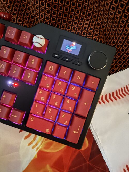 Custom Modified Black-Red Baseball Themed Mechanical Keyboard Artisan Keycaps Wireless with Mini Screen for Photos/GIFs - Image 3