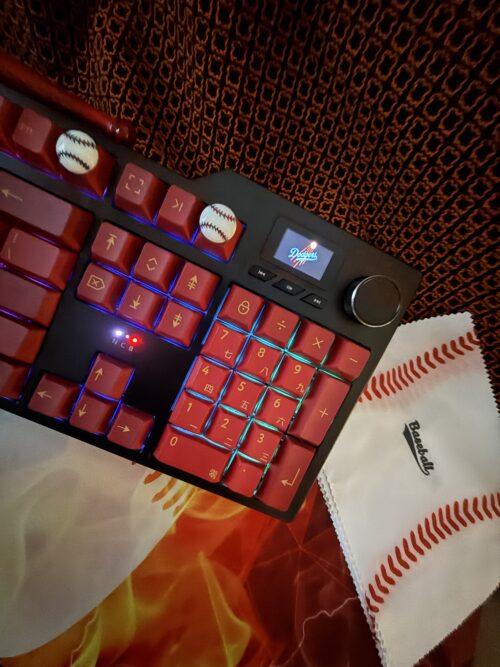 Custom Modified Black-Red Baseball Themed Mechanical Keyboard Artisan Keycaps Wireless with Mini Screen for Photos/GIFs - Image 4