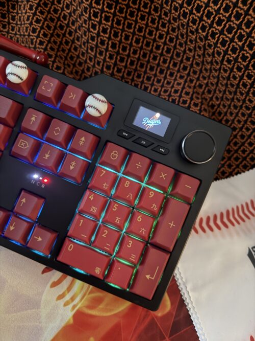 Custom Modified Black-Red Baseball Themed Mechanical Keyboard Artisan Keycaps Wireless with Mini Screen for Photos/GIFs - Image 5