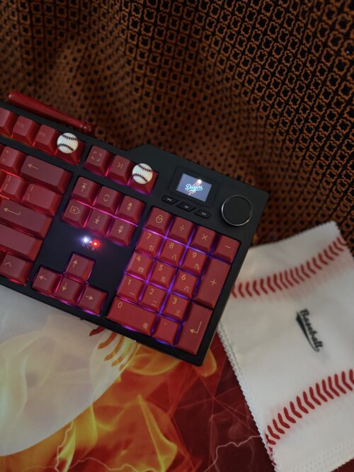Custom Modified Black-Red Baseball Themed Mechanical Keyboard Artisan Keycaps Wireless with Mini Screen for Photos/GIFs - Image 6