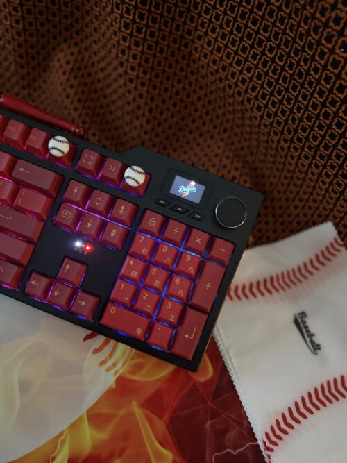 Custom Modified Black-Red Baseball Themed Mechanical Keyboard Artisan Keycaps Wireless with Mini Screen for Photos/GIFs - Image 7