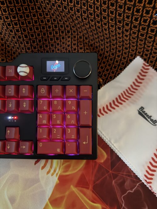 Custom Modified Black-Red Baseball Themed Mechanical Keyboard Artisan Keycaps Wireless with Mini Screen for Photos/GIFs - Image 8