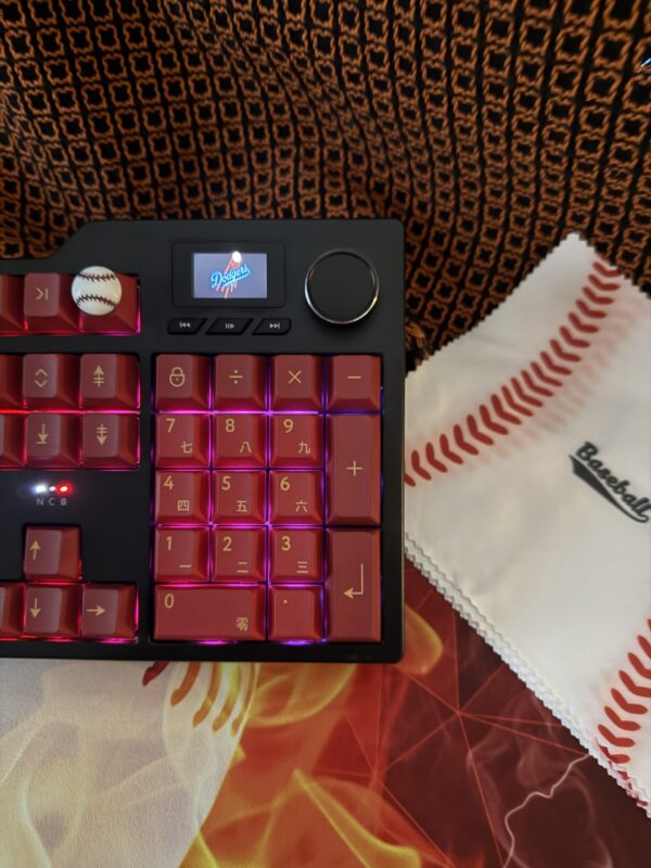Custom Modified Black-Red Baseball Themed Mechanical Keyboard Artisan Keycaps Wireless with Mini Screen for Photos/GIFs - Image 8