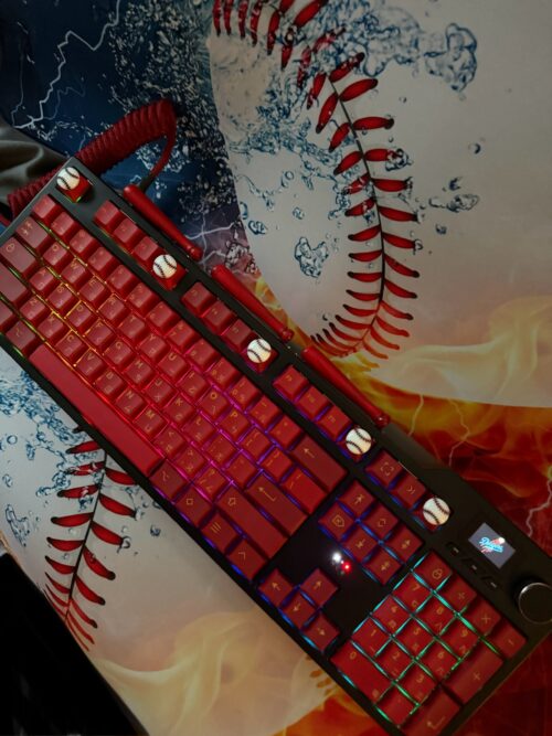 Custom Modified Black-Red Baseball Themed Mechanical Keyboard Artisan Keycaps Wireless with Mini Screen for Photos/GIFs - Image 37
