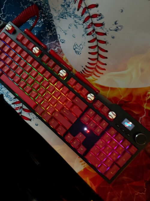 Custom Modified Black-Red Baseball Themed Mechanical Keyboard Artisan Keycaps Wireless with Mini Screen for Photos/GIFs - Image 36