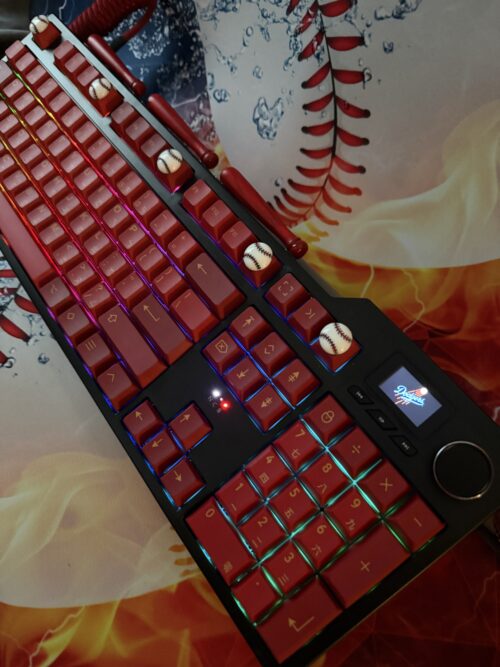 Custom Modified Black-Red Baseball Themed Mechanical Keyboard Artisan Keycaps Wireless with Mini Screen for Photos/GIFs - Image 34