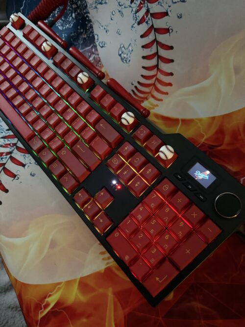 Custom Modified Black-Red Baseball Themed Mechanical Keyboard Artisan Keycaps Wireless with Mini Screen for Photos/GIFs - Image 33