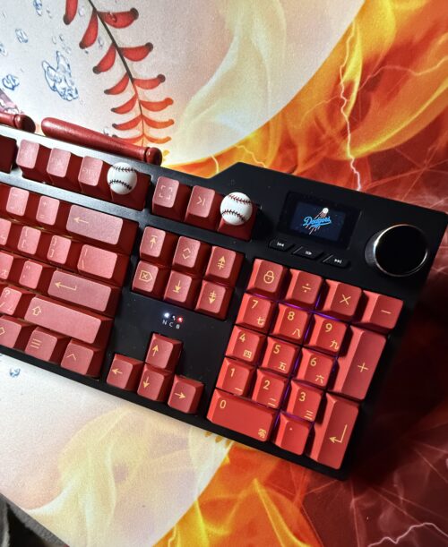 Custom Modified Black-Red Baseball Themed Mechanical Keyboard Artisan Keycaps Wireless with Mini Screen for Photos/GIFs - Image 32