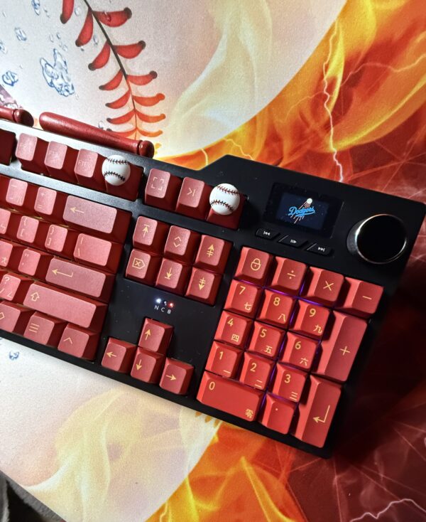 Custom Modified Black-Red Baseball Themed Mechanical Keyboard Artisan Keycaps Wireless with Mini Screen for Photos/GIFs - Image 32