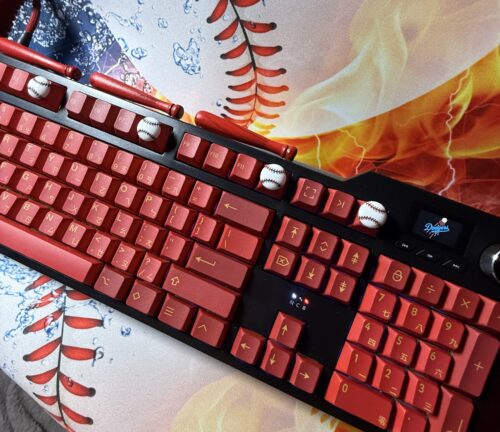 Custom Modified Black-Red Baseball Themed Mechanical Keyboard Artisan Keycaps Wireless with Mini Screen for Photos/GIFs - Image 31
