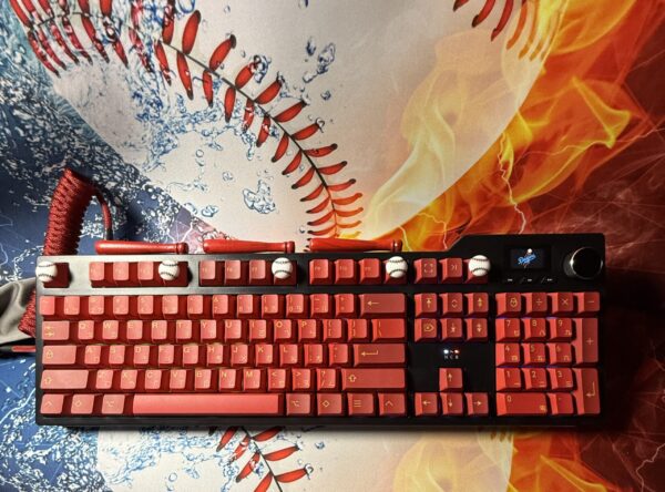 Custom Modified Black-Red Baseball Themed Mechanical Keyboard Artisan Keycaps Wireless with Mini Screen for Photos/GIFs - Image 30