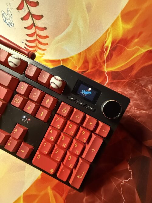 Custom Modified Black-Red Baseball Themed Mechanical Keyboard Artisan Keycaps Wireless with Mini Screen for Photos/GIFs - Image 29