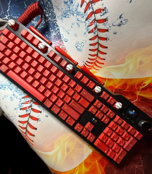 Custom Modified Black-Red Baseball Themed Mechanical Keyboard Artisan Keycaps Wireless with Mini Screen for Photos/GIFs - Image 26