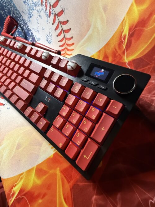 Custom Modified Black-Red Baseball Themed Mechanical Keyboard Artisan Keycaps Wireless with Mini Screen for Photos/GIFs - Image 25