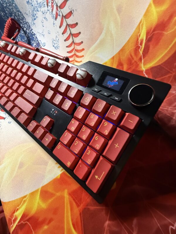 Custom Modified Black-Red Baseball Themed Mechanical Keyboard Artisan Keycaps Wireless with Mini Screen for Photos/GIFs - Image 25