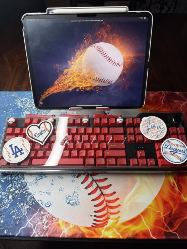 Custom Modified Black-Red Baseball Themed Mechanical Keyboard Artisan Keycaps Wireless with Mini Screen for Photos/GIFs - Image 21