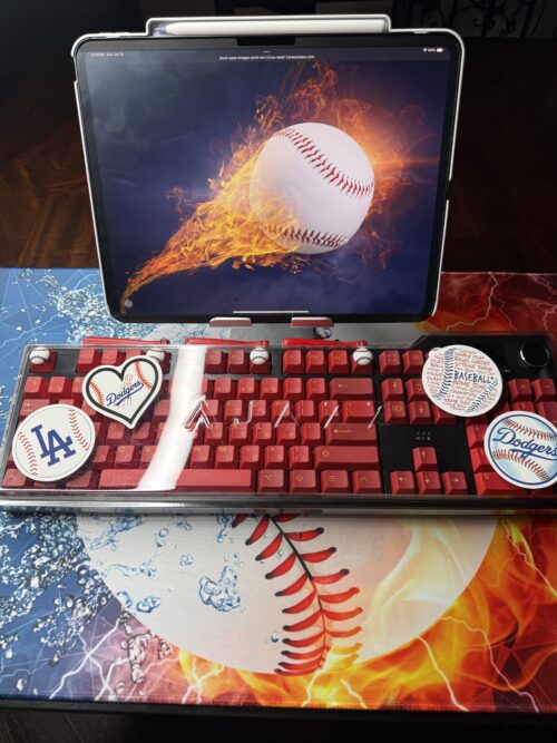 Custom Modified Black-Red Baseball Themed Mechanical Keyboard Artisan Keycaps Wireless with Mini Screen for Photos/GIFs - Image 22