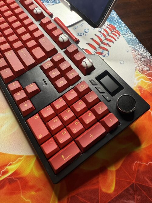 Custom Modified Black-Red Baseball Themed Mechanical Keyboard Artisan Keycaps Wireless with Mini Screen for Photos/GIFs - Image 19
