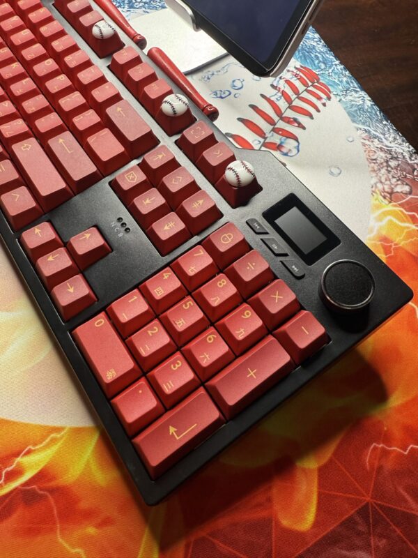Custom Modified Black-Red Baseball Themed Mechanical Keyboard Artisan Keycaps Wireless with Mini Screen for Photos/GIFs - Image 19