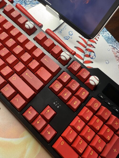 Custom Modified Black-Red Baseball Themed Mechanical Keyboard Artisan Keycaps Wireless with Mini Screen for Photos/GIFs - Image 18