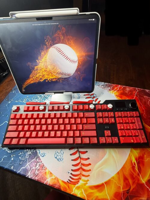 Custom Modified Black-Red Baseball Themed Mechanical Keyboard Artisan Keycaps Wireless with Mini Screen for Photos/GIFs - Image 11