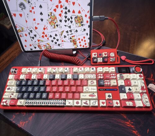 Black and Red Card Game Artisan Theme Keyboard - LCD Screen