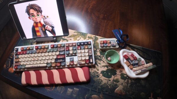 Full Kit Modified Cream Base Owl Theme(TM) Keyboard Artisan Desk Set - Image 28