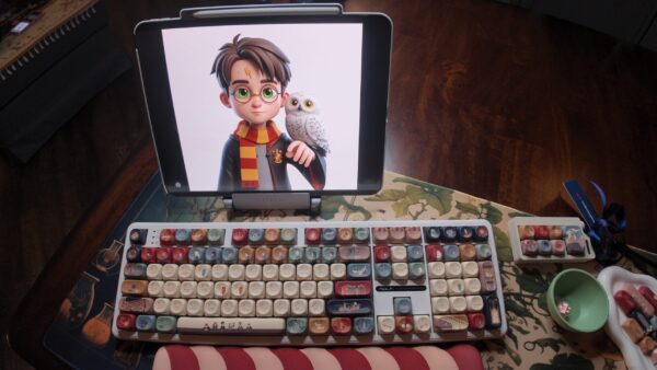 Full Kit Modified Cream Base Owl Theme(TM) Keyboard Artisan Desk Set - Image 9