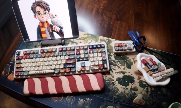 Full Kit Modified Cream Base Owl Theme(TM) Keyboard Artisan Desk Set - Image 26