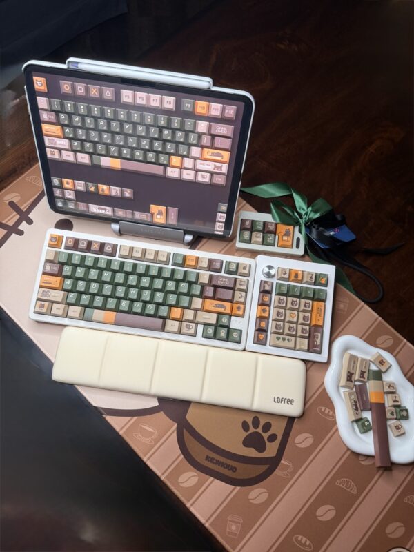 Full Kit: Beige Base Retro Green Custom 'Game Over' Artisan - 75% Cushion Feel Cute - Image 9