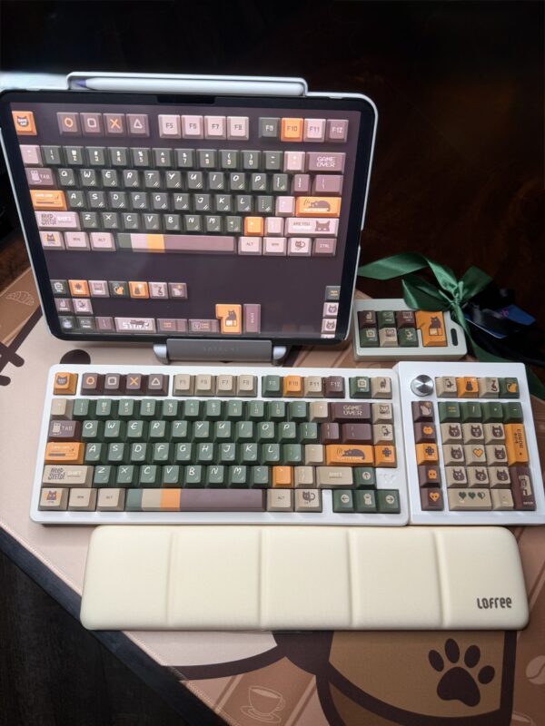 Full Kit: Beige Base Retro Green Custom 'Game Over' Artisan - 75% Cushion Feel Cute - Image 23