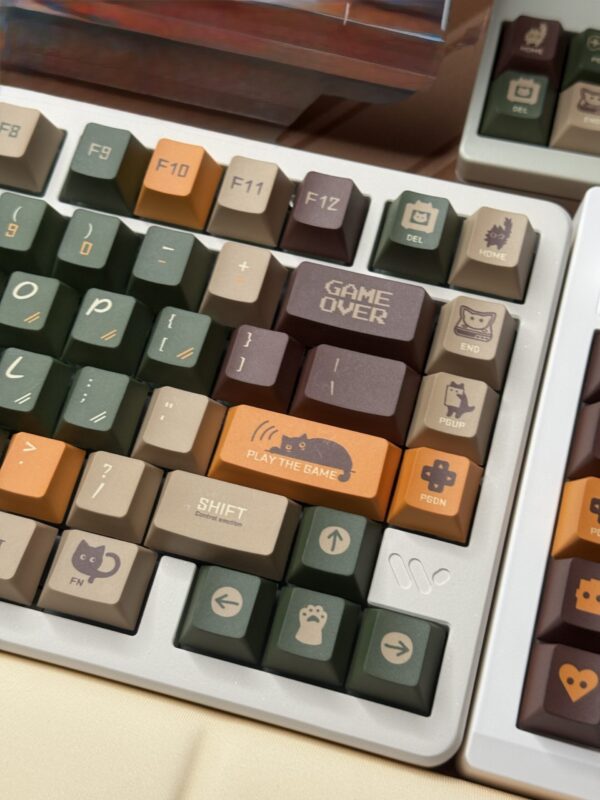 Full Kit: Beige Base Retro Green Custom 'Game Over' Artisan - 75% Cushion Feel Cute - Image 21