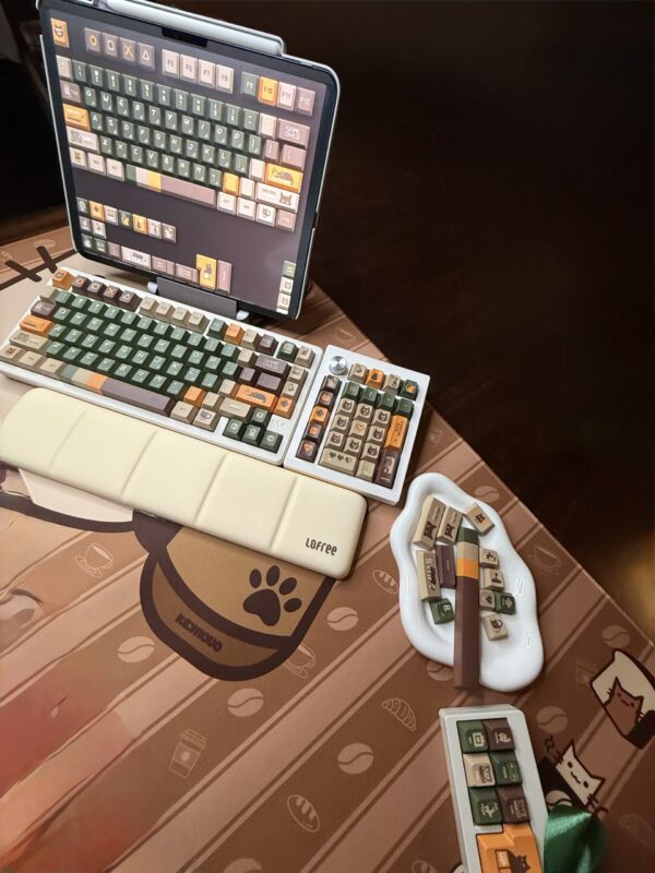 Full Kit: Beige Base Retro Green Custom 'Game Over' Artisan - 75% Cushion Feel Cute - Image 25