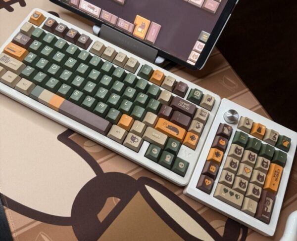 Full Kit: Beige Base Retro Green Custom 'Game Over' Artisan - 75% Cushion Feel Cute