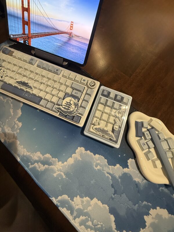 Light Blue on White Base Artisan Custom Mechanical Keyboard Aluminum - Image 25