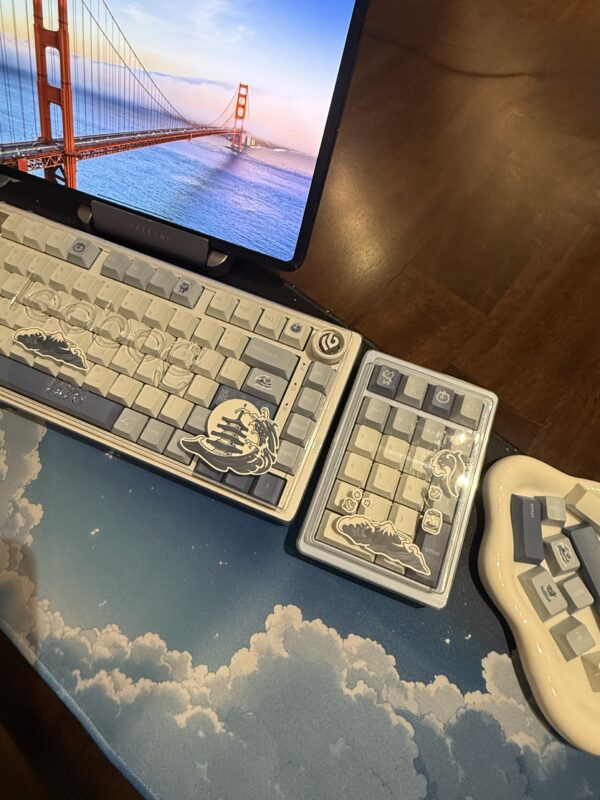 Light Blue on White Base Artisan Custom Mechanical Keyboard Aluminum - Image 23