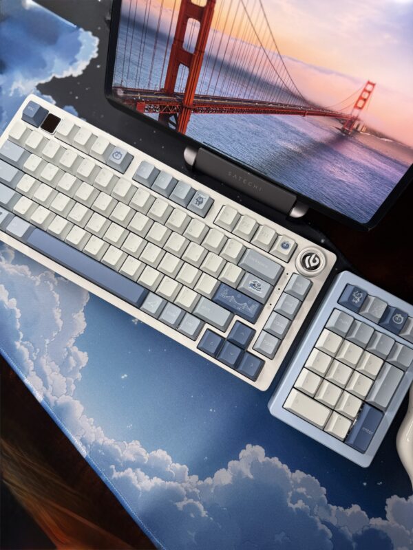 Light Blue on White Base Artisan Custom Mechanical Keyboard Aluminum - Image 18