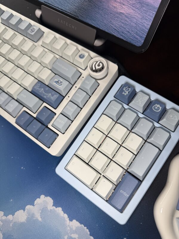 Light Blue on White Base Artisan Custom Mechanical Keyboard Aluminum - Image 16