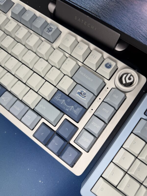 Light Blue on White Base Artisan Custom Mechanical Keyboard Aluminum - Image 6